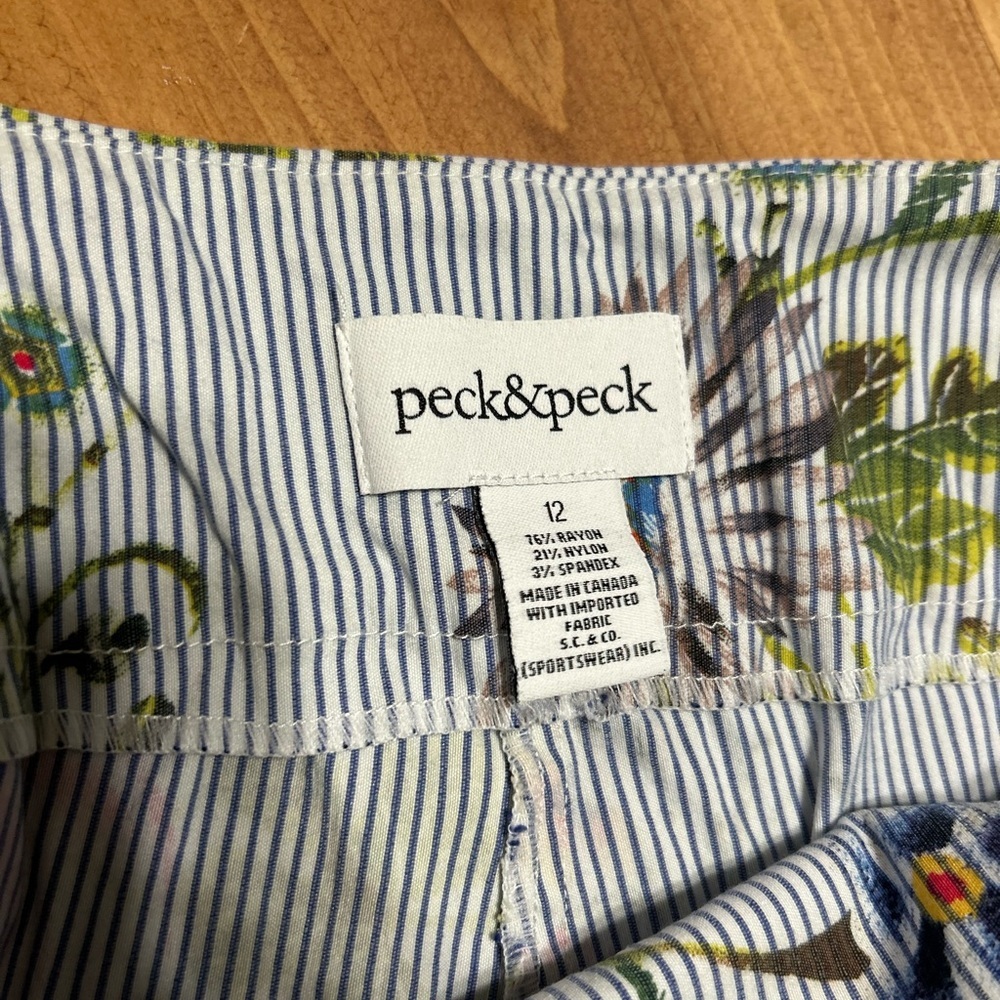 Peck And Peck Pull On Pants Bird Print Size 12 - image 4